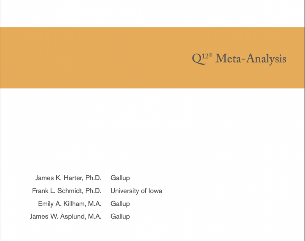 Q12 Meta- Analysis. Gallup Consulting